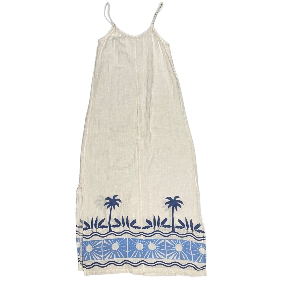 Rip Curl Santorini Sun Print Gauze Maxi Dress M? Adj Straps Breezy Flowy Summer - Picture 3 of 6